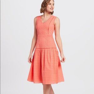 NWT Draper James Coral Eyelet Trimmed Midi Dress